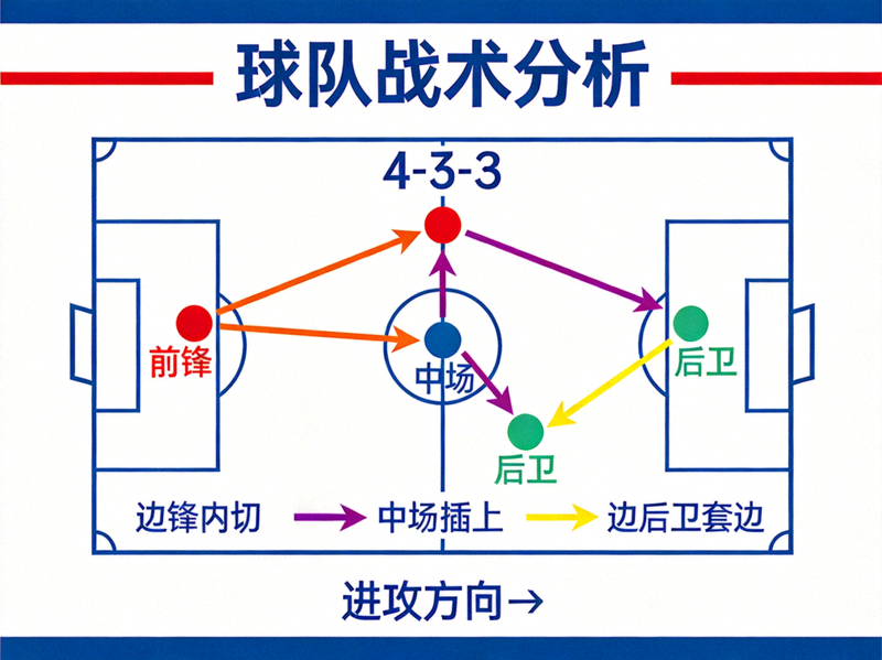 足球战术分析板展示球队阵型和跑位